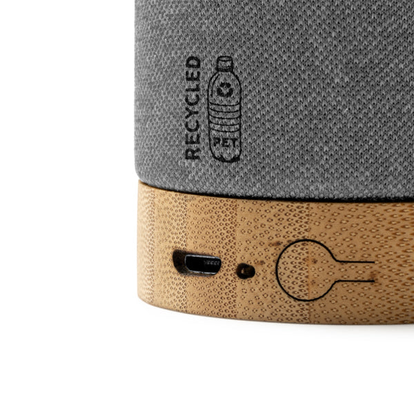 ασύρματο ηχείο bluetooth από φυσικό μπαμπού και ανακυκλωμένο σχεδιασμένο ύφασμα rpet